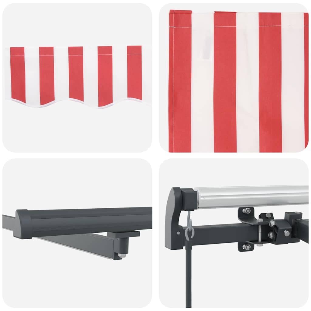 Store Banne Manuel LED Toile Tissu Anti-UV avec Éclairage Intégré pour Balcon Rouge Blanc 300x250cm – ComfortXL Outdoor Living - Image 8
