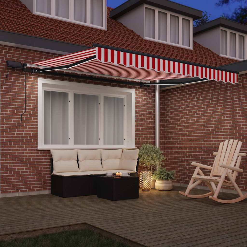 Store Banne Manuel LED Toile Tissu Anti-UV avec Éclairage Intégré pour Balcon Rouge Blanc 300x250cm – ComfortXL Outdoor Living - Image 3