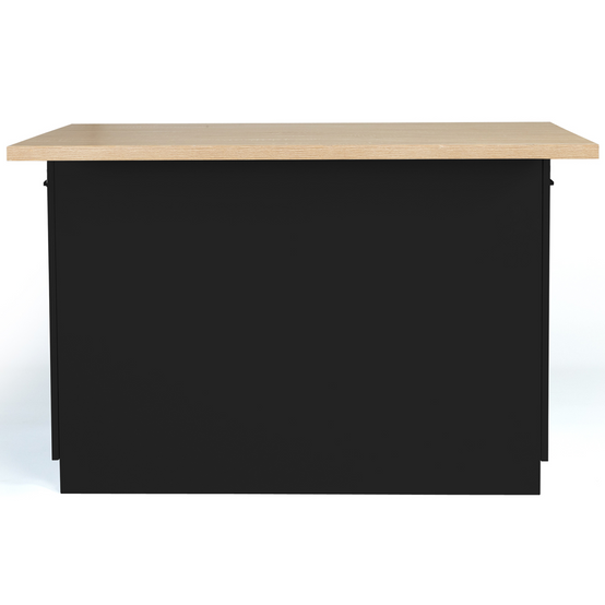 Ilot central IVO 120 cm bois noir avec plan de travail façon hêtre - Image 4