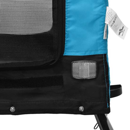 Remorque de vélo pour animaux fer et tissu bleu et noir 125 x 63 x 66 cm - PANGIVO - Image 9