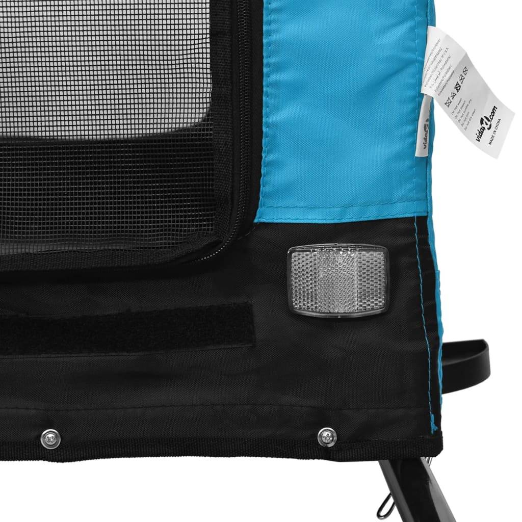 Remorque de vélo pour animaux fer et tissu bleu et noir 125 x 63 x 66 cm - PANGIVO - Image 9
