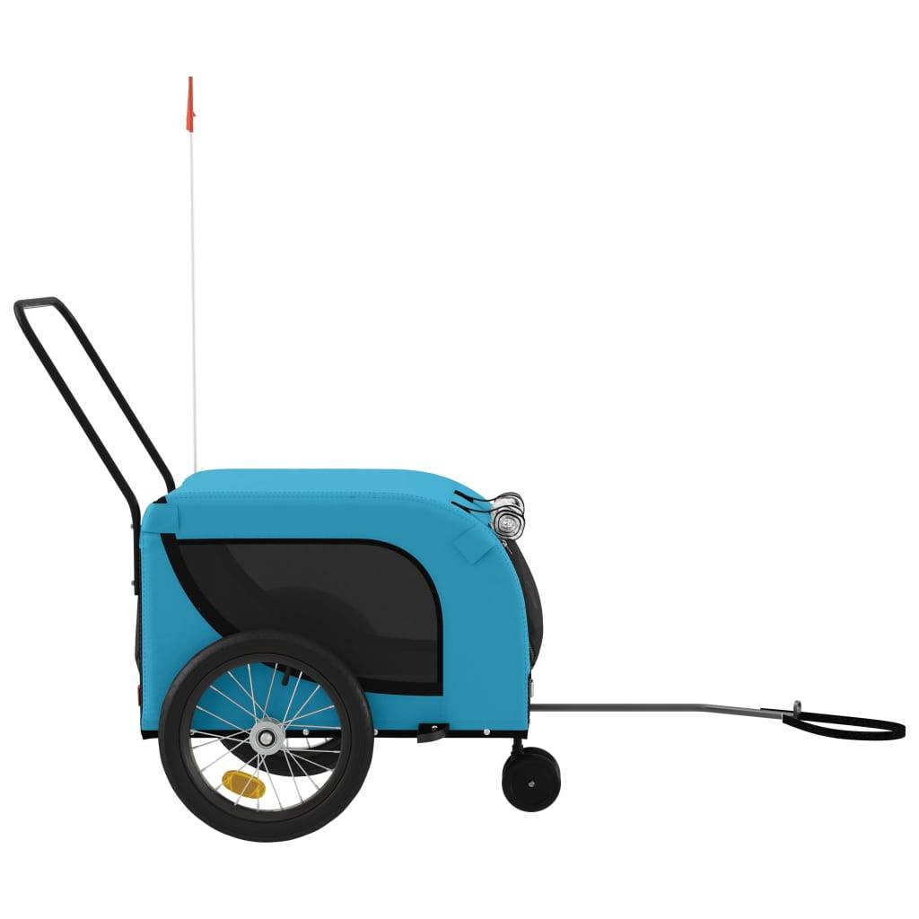 Remorque de vélo pour animaux fer et tissu bleu et noir 125 x 63 x 66 cm - PANGIVO - Image 5
