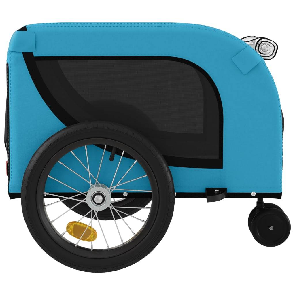 Remorque de vélo pour animaux fer et tissu bleu et noir 125 x 63 x 66 cm - PANGIVO - Image 6