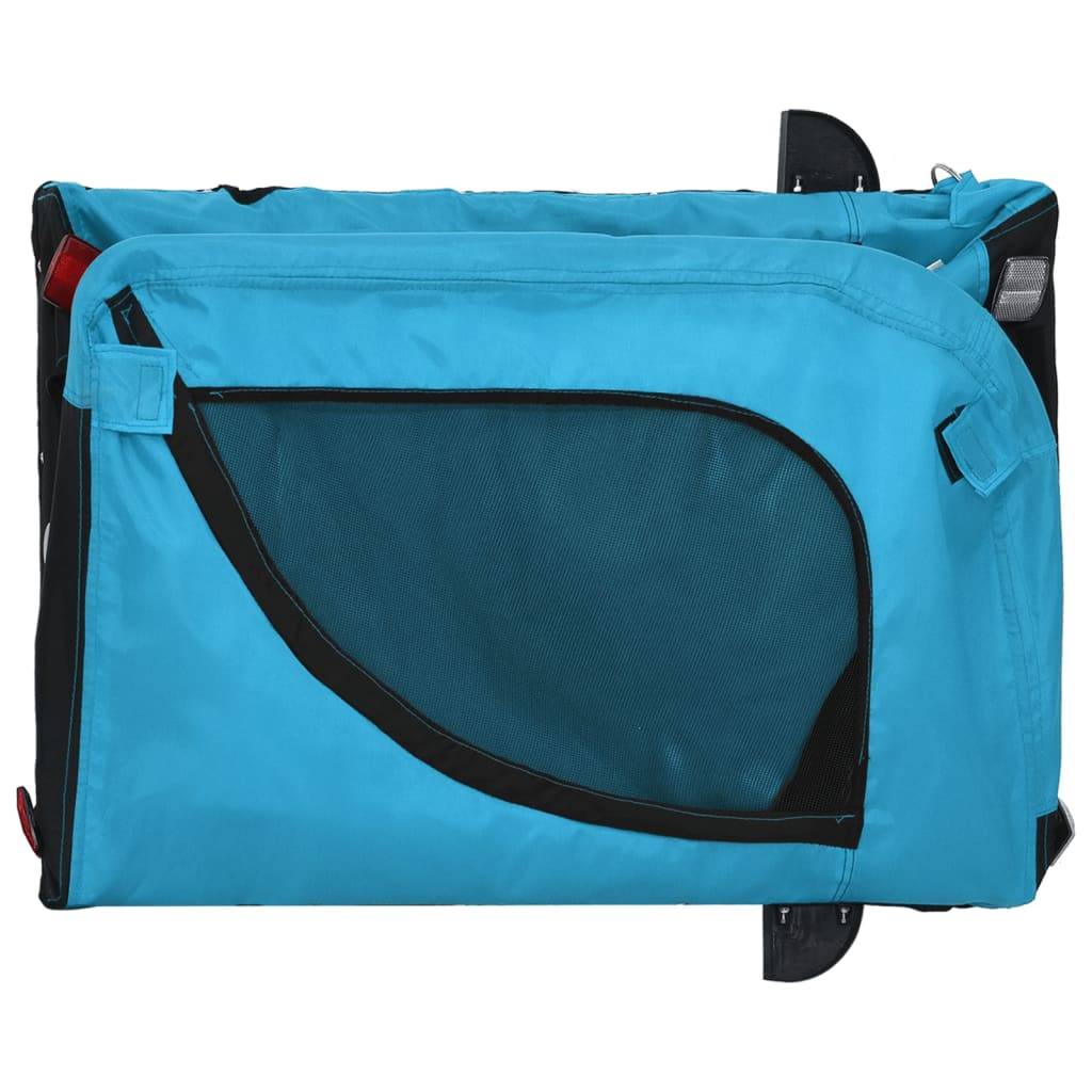 Remorque de vélo pour animaux fer et tissu bleu et noir 125 x 63 x 66 cm - PANGIVO - Image 8