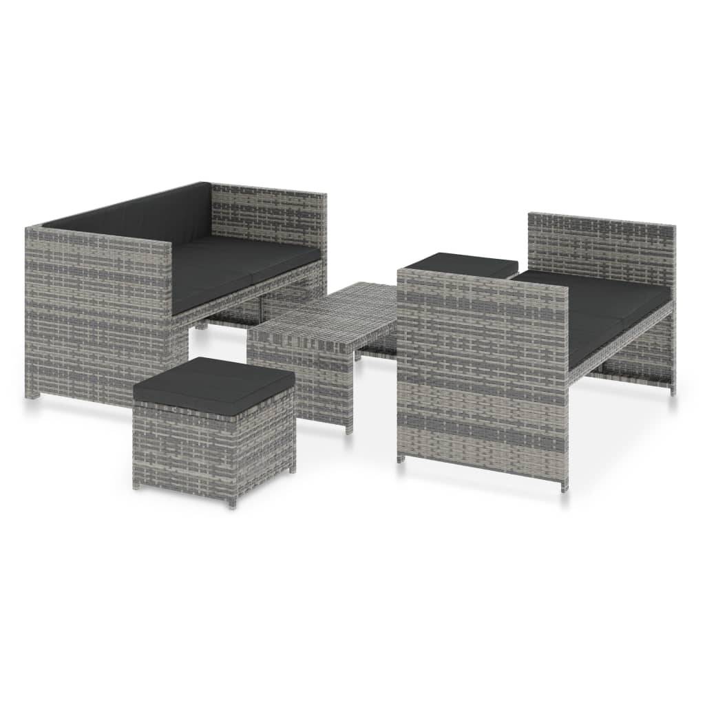 Vidaxl - Salon de jardin 5 pcs avec coussins résine tressée gris vidaXL 48134 - Image 2