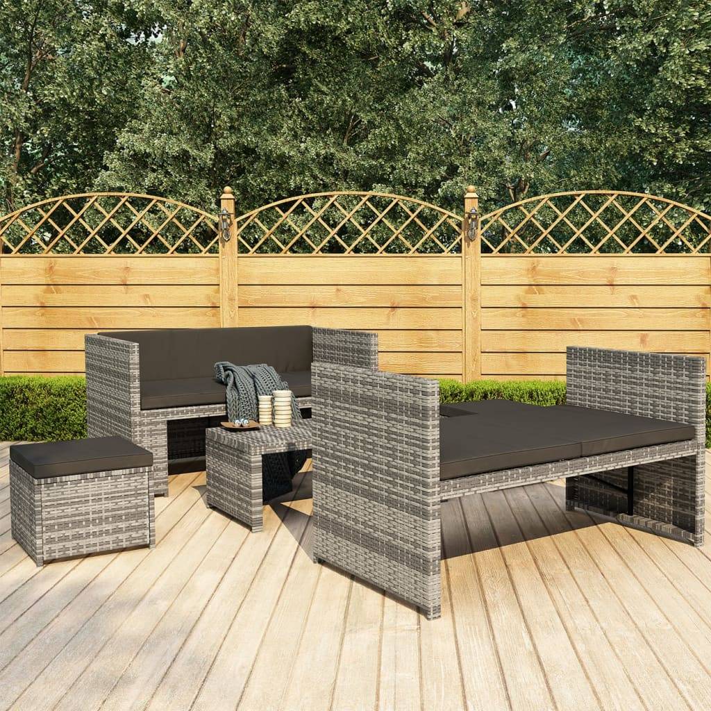 Vidaxl - Salon de jardin 5 pcs avec coussins résine tressée gris vidaXL 48134 - Image 1