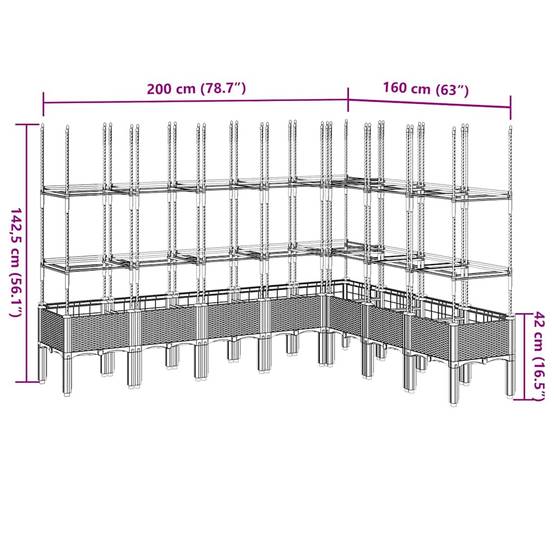 Vidaxl - Jardinière avec treillis marron 200x160x142,5 cm PP vidaXL 367975 - Image 3