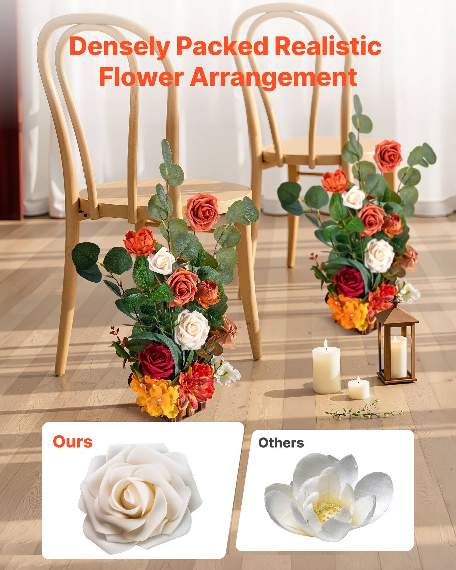 VEVOR Composition Florale Artificielle Autoportante Mariage Lot de 4 45x25x25 cm - Image 2