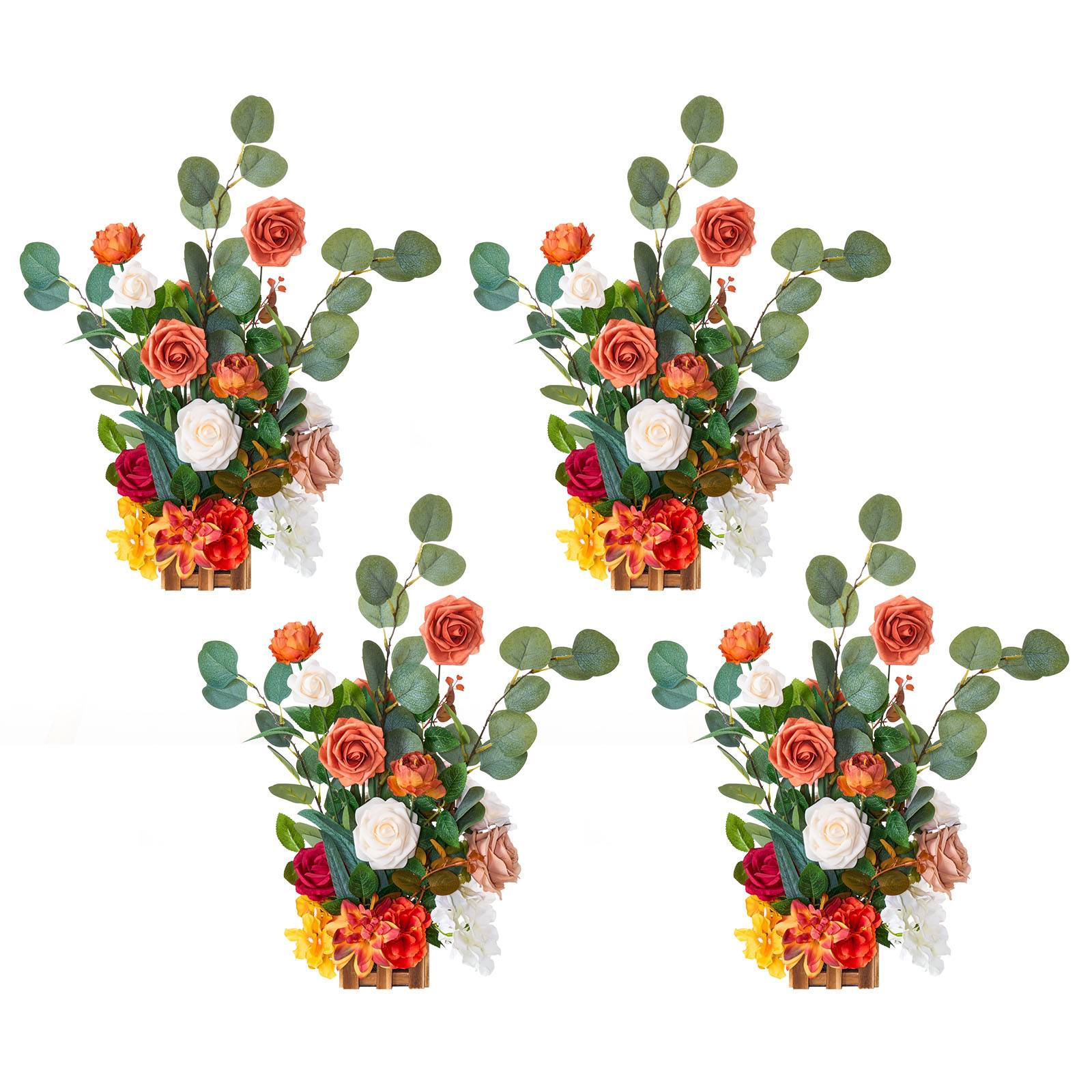 VEVOR Composition Florale Artificielle Autoportante Mariage Lot de 4 45x25x25 cm