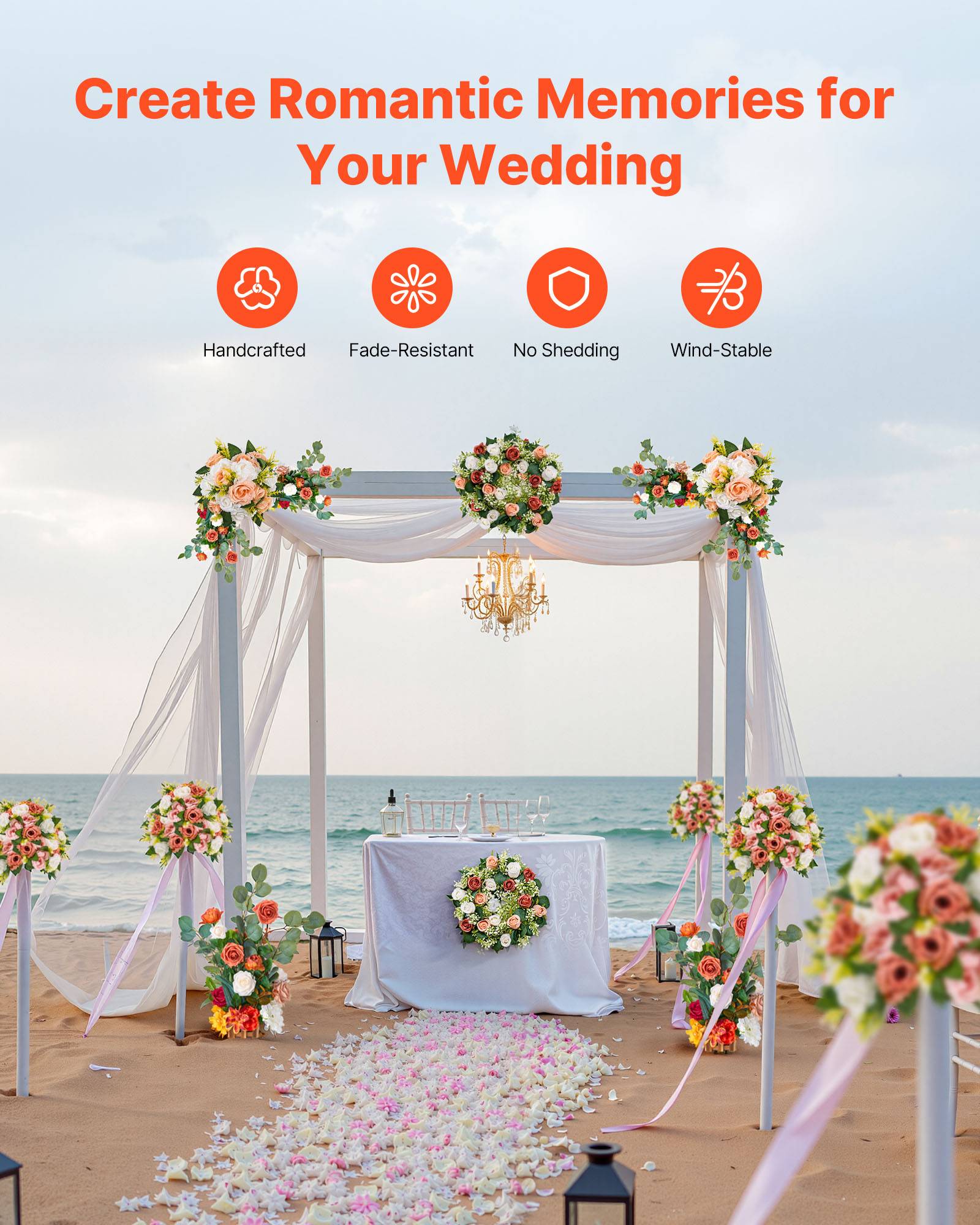 VEVOR Composition Florale Artificielle Autoportante Mariage Lot de 4 45x25x25 cm - Image 6
