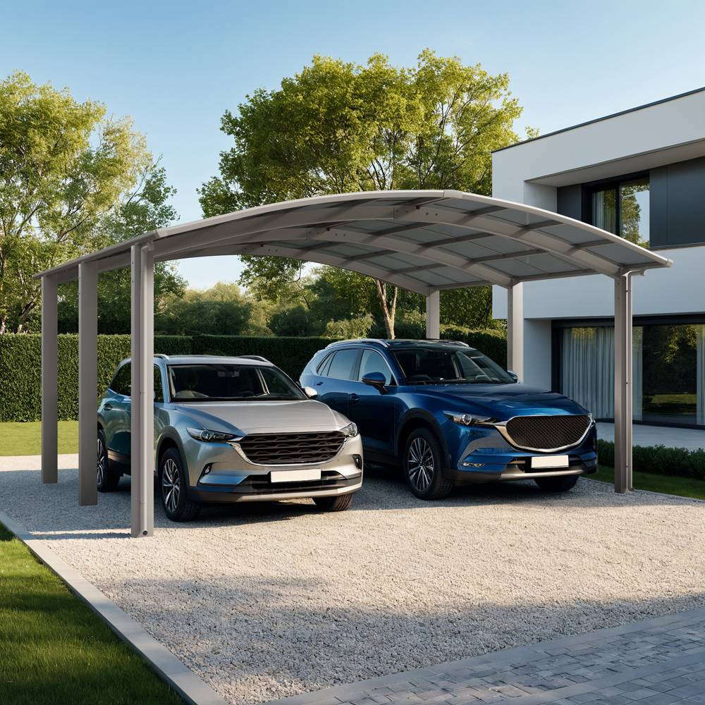 Double Carport  Montage M - charge de toiture 137kg/m² -  Inox Brillant - Ximax Portoforte - Image 2