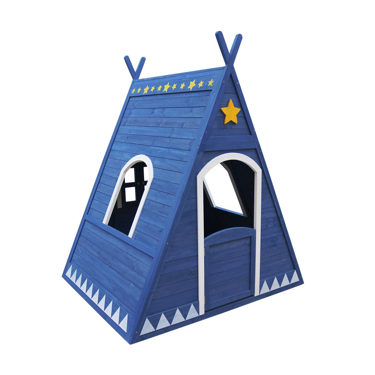 Tipi cabane pour enfant en bois peint - Cémonjardin - Image 1