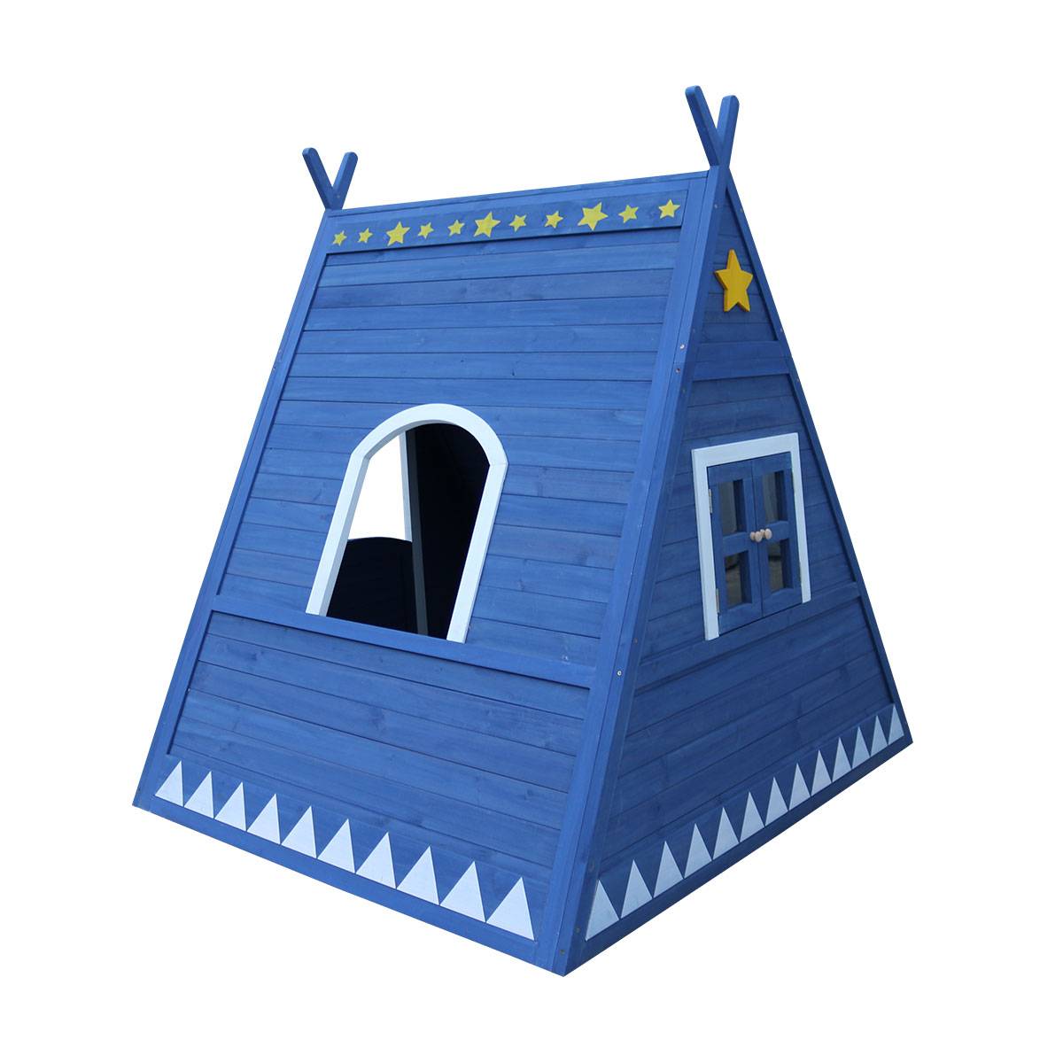 Tipi cabane pour enfant en bois peint - Cémonjardin - Image 4