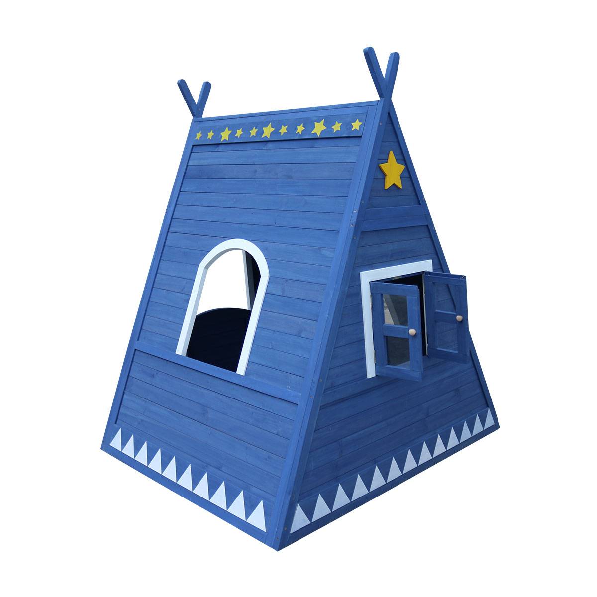 Tipi cabane pour enfant en bois peint - Cémonjardin - Image 2