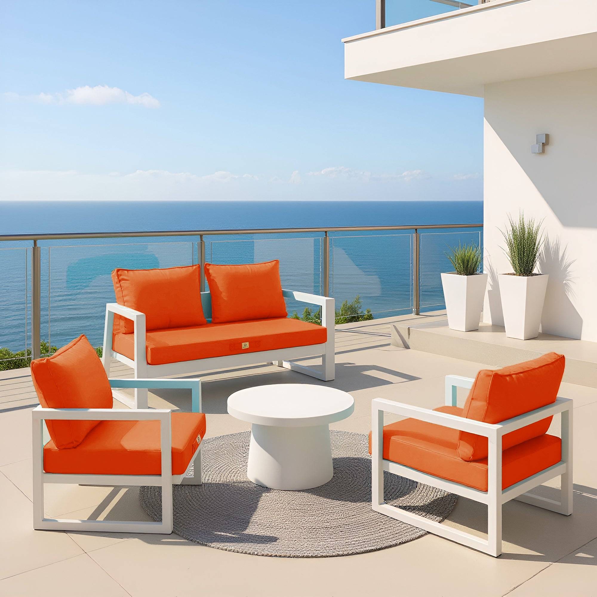 Coussins pour salon de jardin déhoussable 60x70cm Orange - Déco arts - Image 4