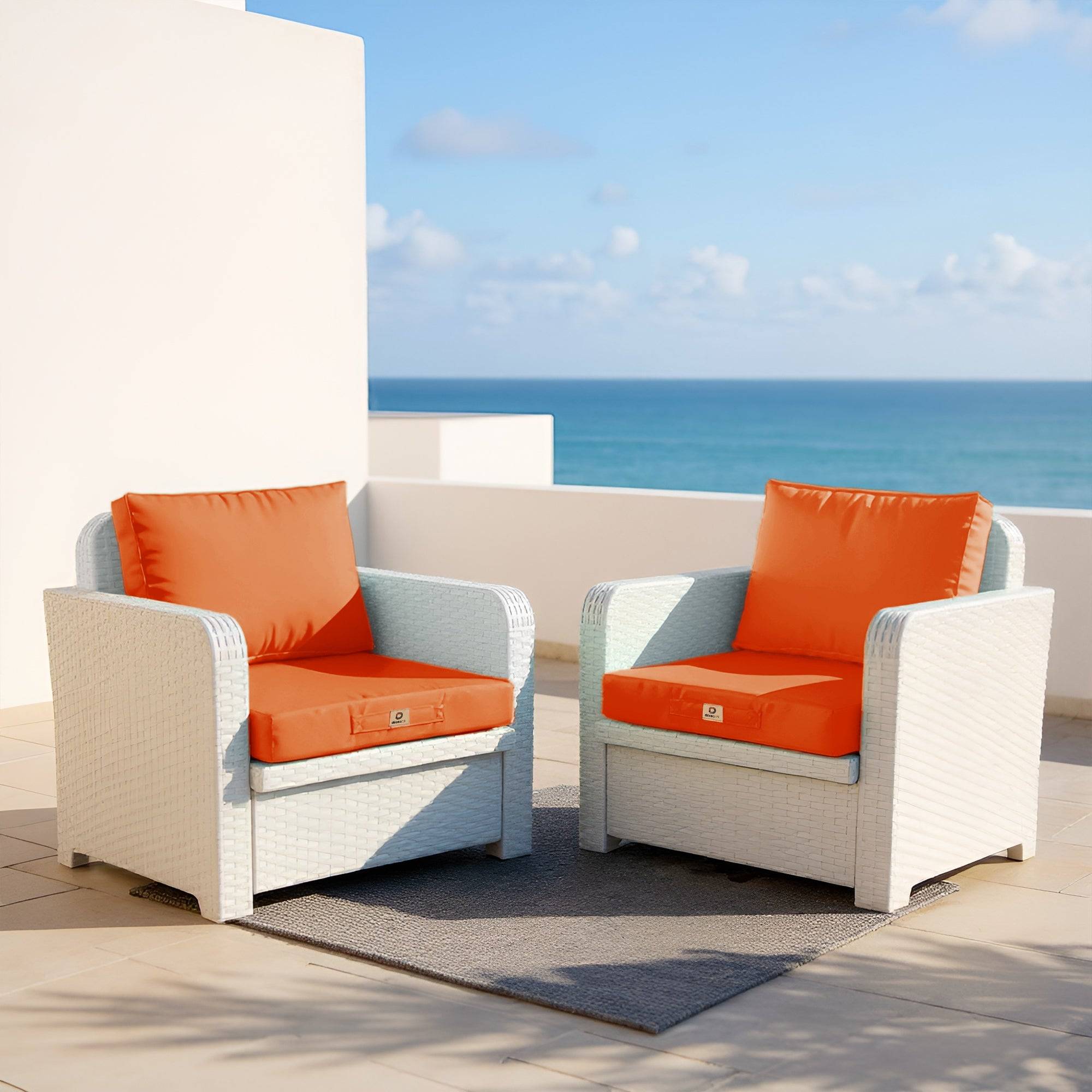 Coussins pour salon de jardin déhoussable 60x70cm Orange - Déco arts - Image 2