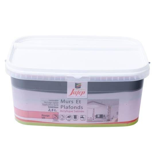 Peinture mur et plafond satinée rouge vif 2,5L Jafep - Image 1