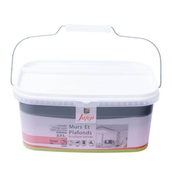 Peinture mur et plafond satinée rouge vif 2,5L Jafep - Image 2