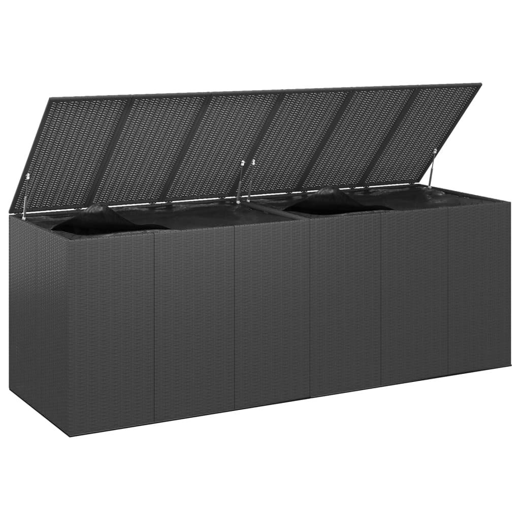 Boîte à coussins de jardin résine tressée 291 x 100,5 x 104 cm noir - Image 1