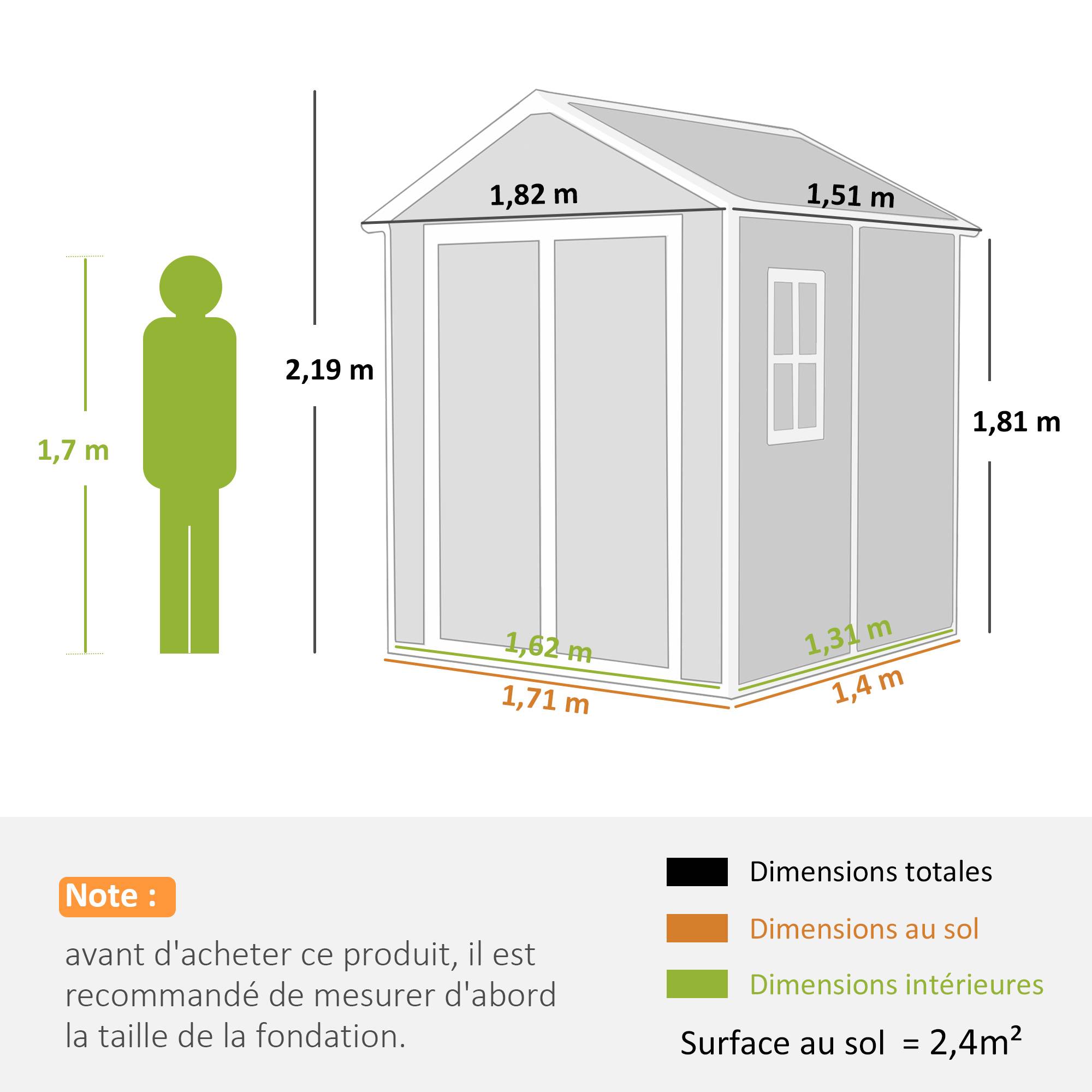 Outsunny - Abri de jardin résine - avec plancher structure en aluminium - portes à loquet 3 fenêtre - gris - Outsunny - Image 3