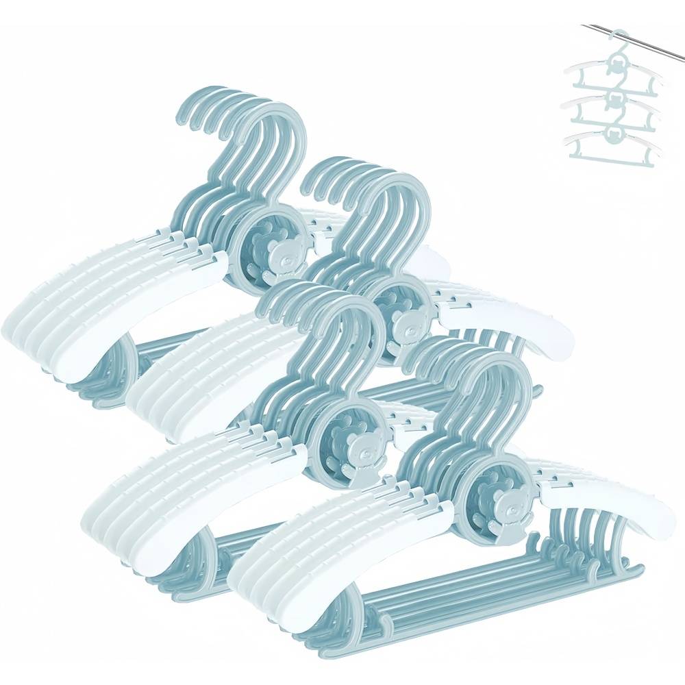 Étendoir à linge-Lot de 20 cintres bébé extensibles – 27,9 à 35,6 cm – Bleu – Antidérapants – Gain de place – Living123