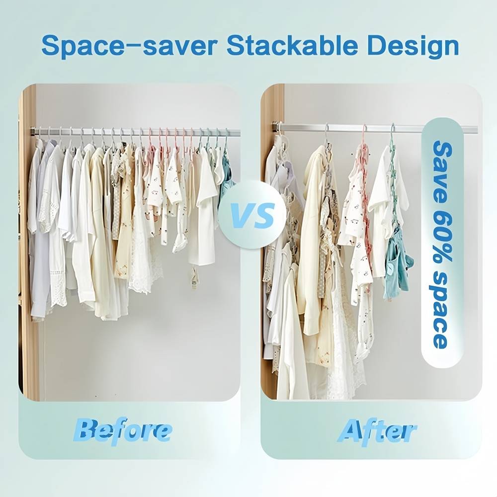 Étendoir à linge-Lot de 20 cintres bébé extensibles – 27,9 à 35,6 cm – Bleu – Antidérapants – Gain de place – Living123 - Image 2