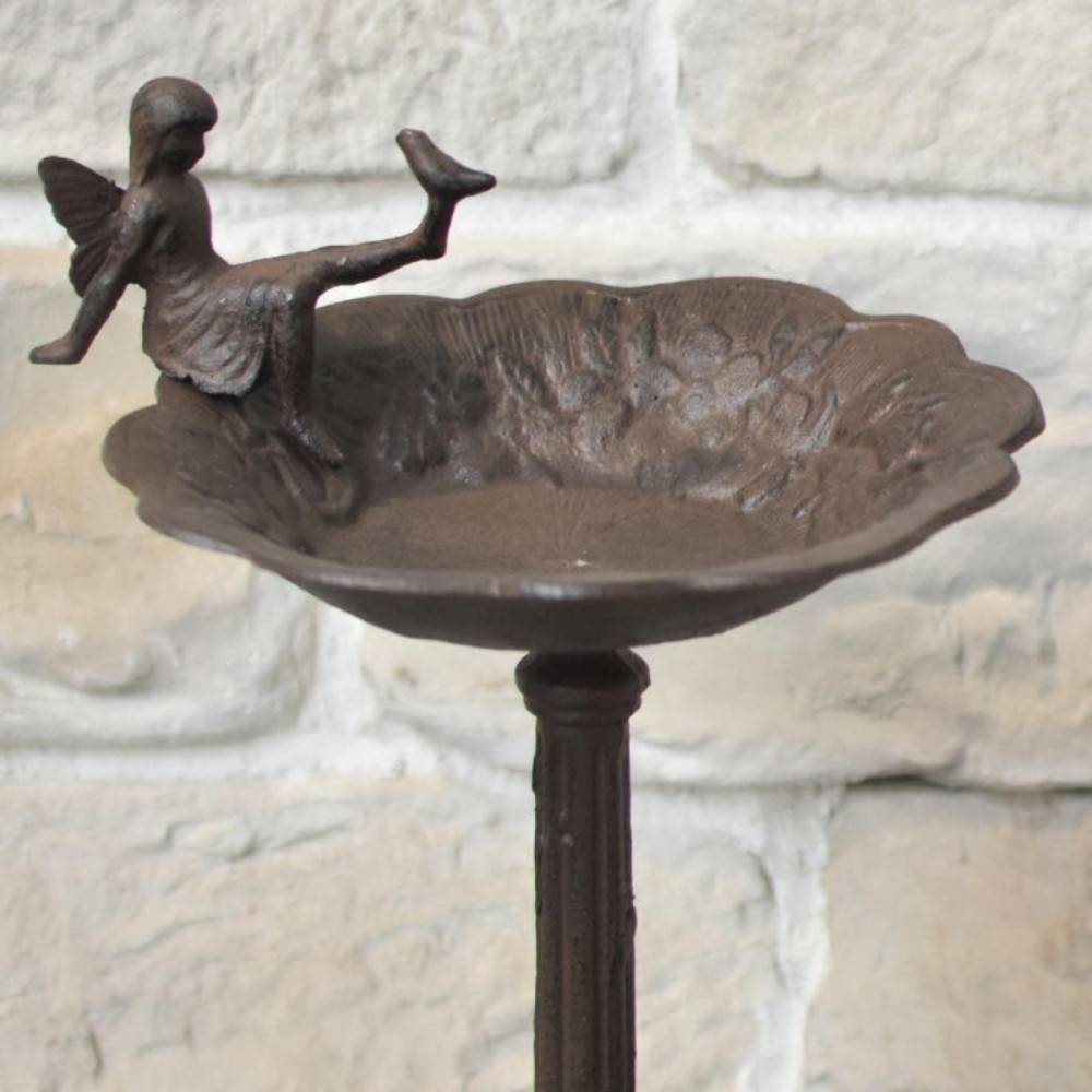 Mangeoire à oiseaux sur pied abreuvoir elfe jardin fonte marron 53cm Chemin de campagne - Image 7