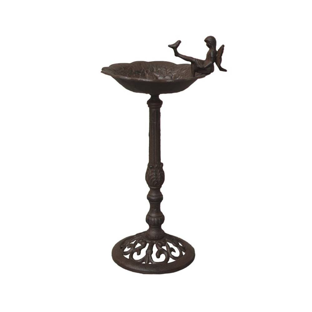 Mangeoire à oiseaux sur pied abreuvoir elfe jardin fonte marron 53cm Chemin de campagne - Image 1