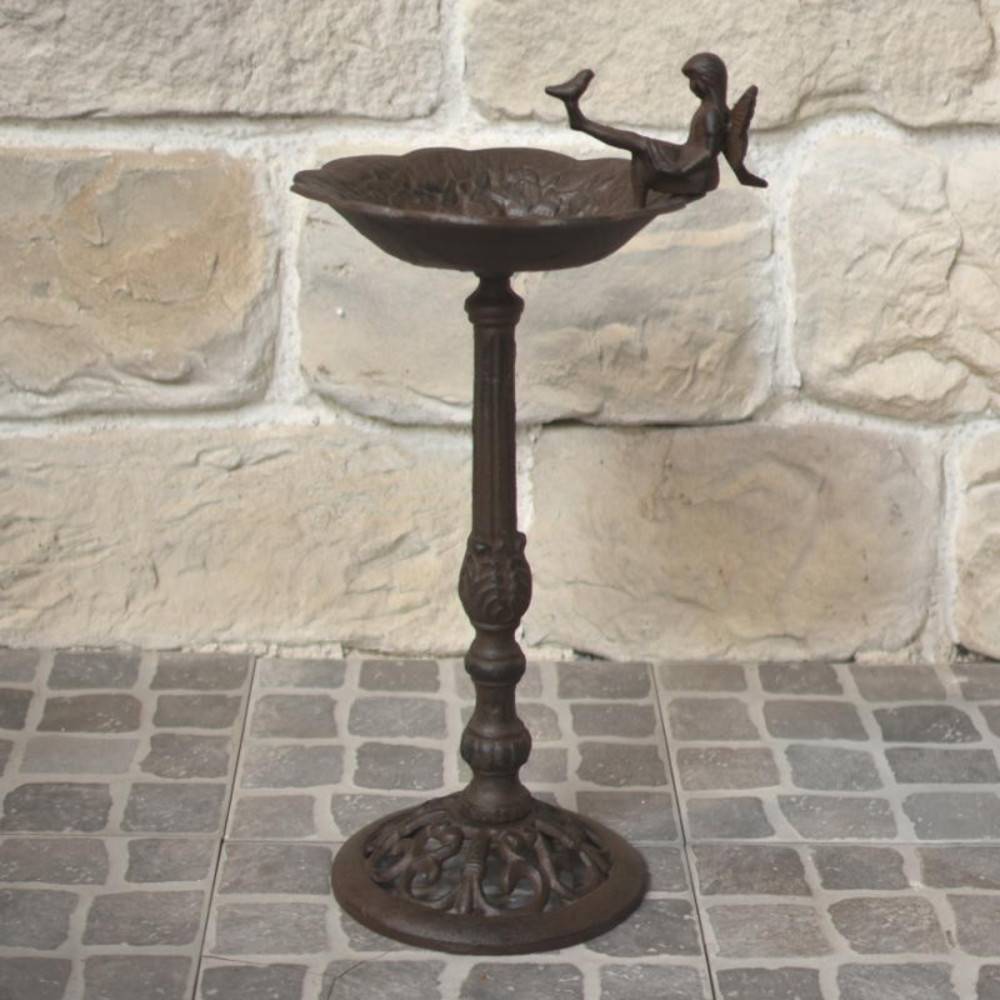Mangeoire à oiseaux sur pied abreuvoir elfe jardin fonte marron 53cm Chemin de campagne - Image 5
