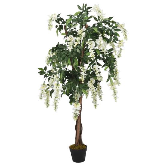 Glycine artificielle bois et textile vert et blanc 120 cm - PANGIVO - Image 2