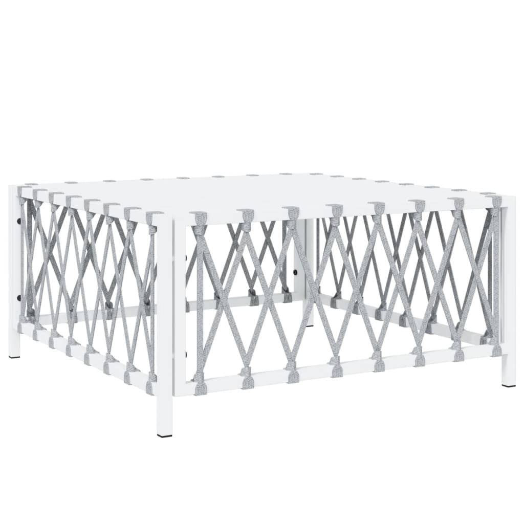 Helloshop26 - Salon de jardin meuble d'extérieur ensemble de mobilier avec coussins 5 pièces blanc acier - Image 5