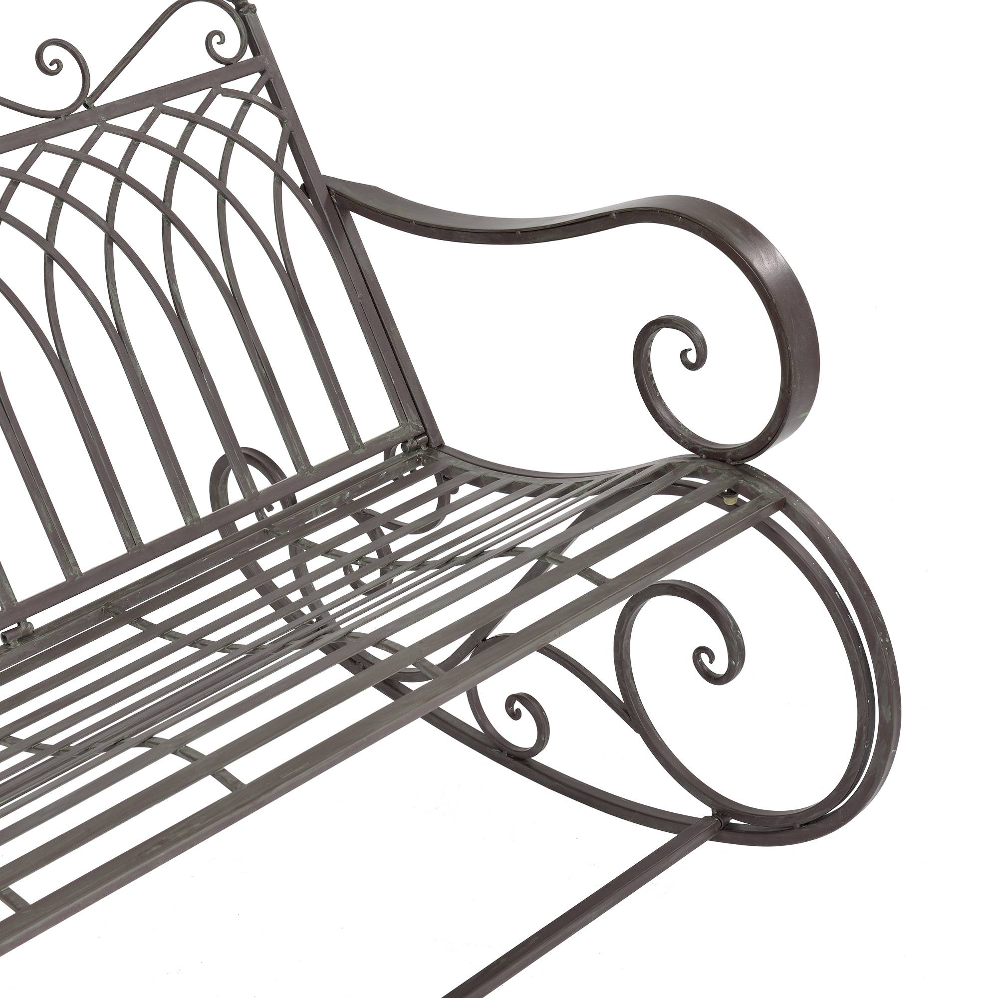 Banc à Bascule Greenough Vintage Métal Vert Foncé Patine Grise Claire [en.casa] - Image 2