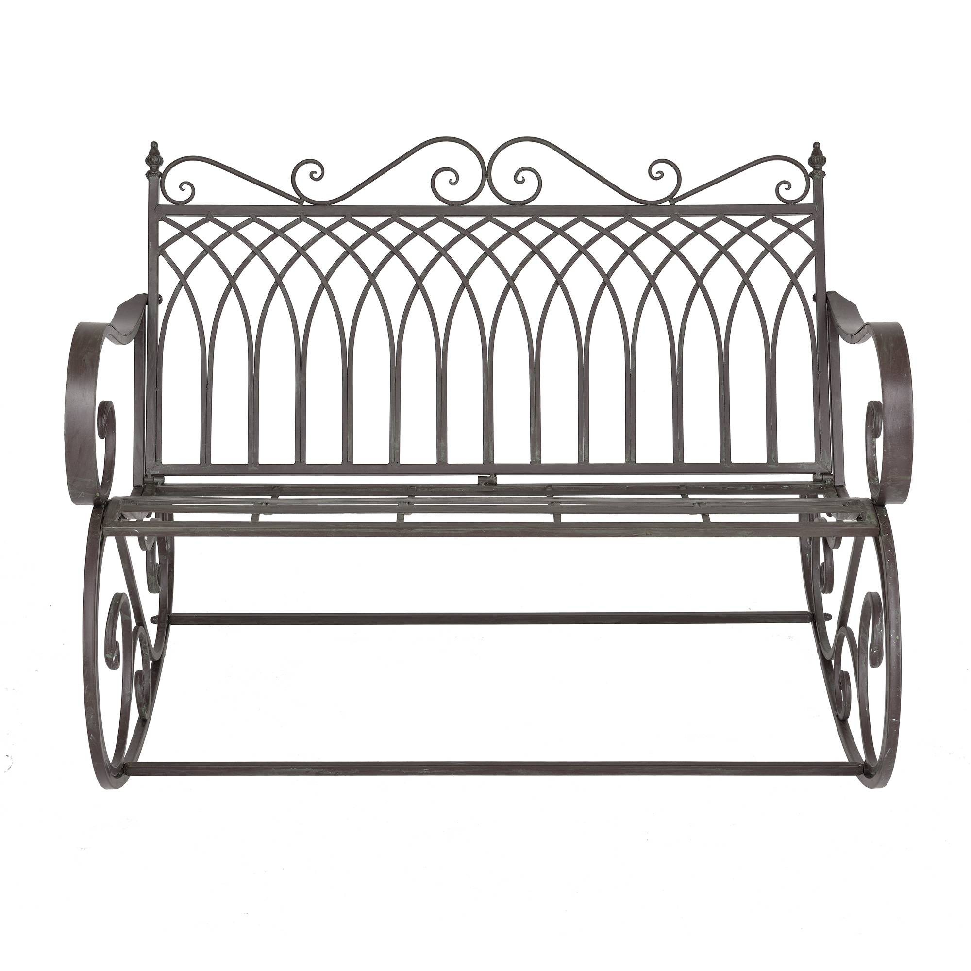 Banc à Bascule Greenough Vintage Métal Vert Foncé Patine Grise Claire [en.casa] - Image 1