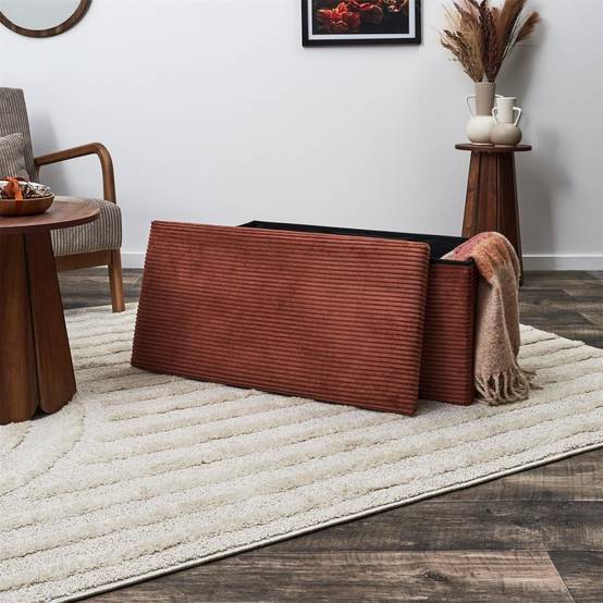 The Home Deco Factory - Coffre banc pliable en velours côtelé Scott - Image 8