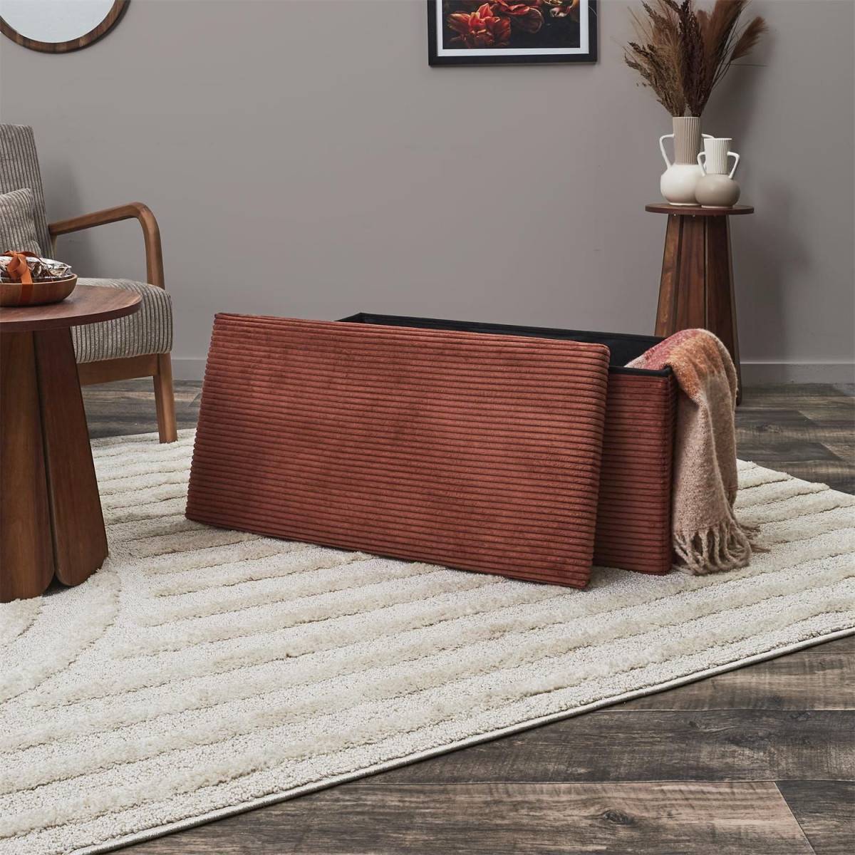 The Home Deco Factory - Coffre banc pliable en velours côtelé Scott - Image 7