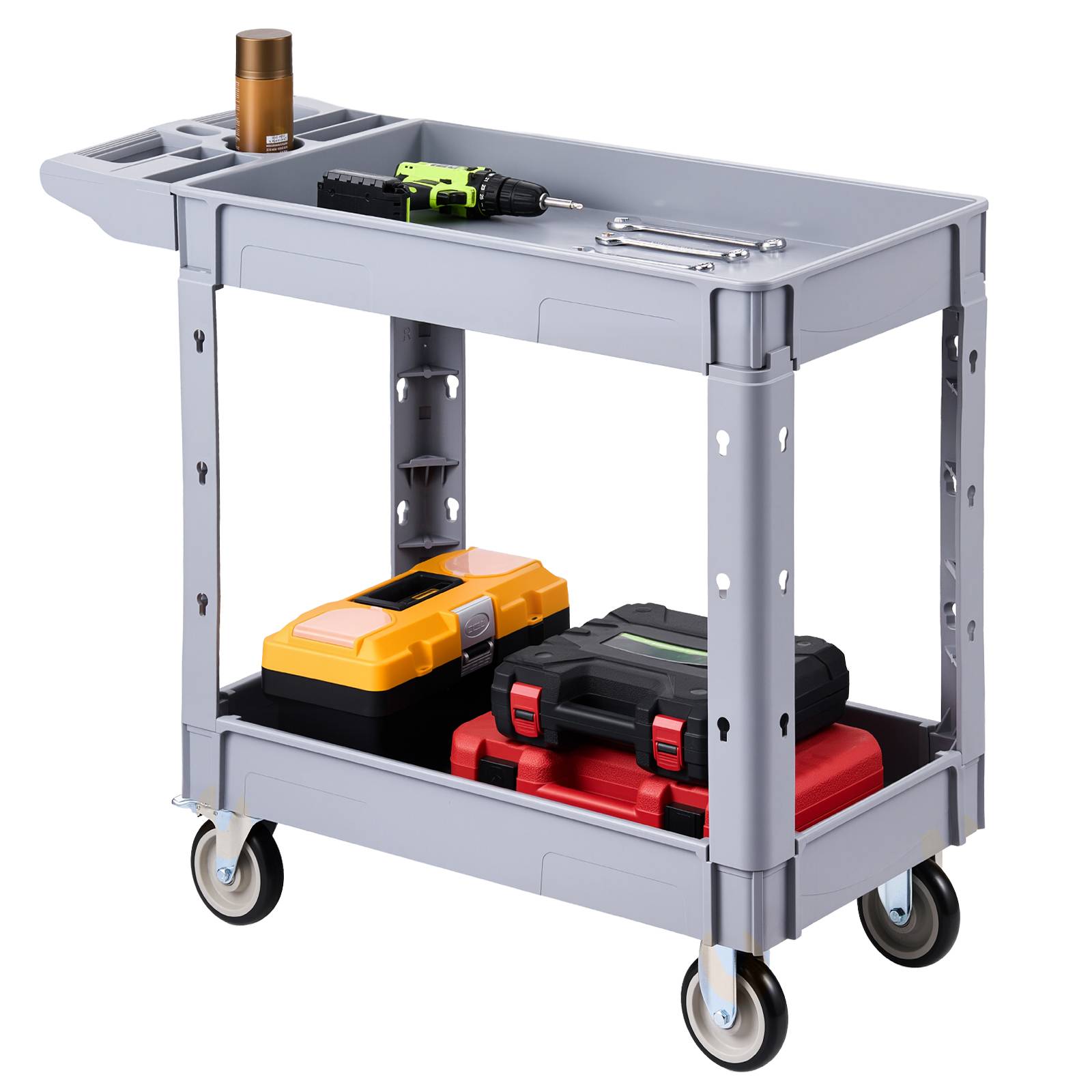 Vevor - VEVOR Chariot Atelier 250kg, Service PP 2 Niveaux, Roulettes Frein, Garage Atelier, Gris