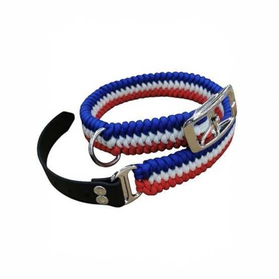 Collier artisanal paracorde "patriote" L pour chien, FranceCroquettes - Image 1
