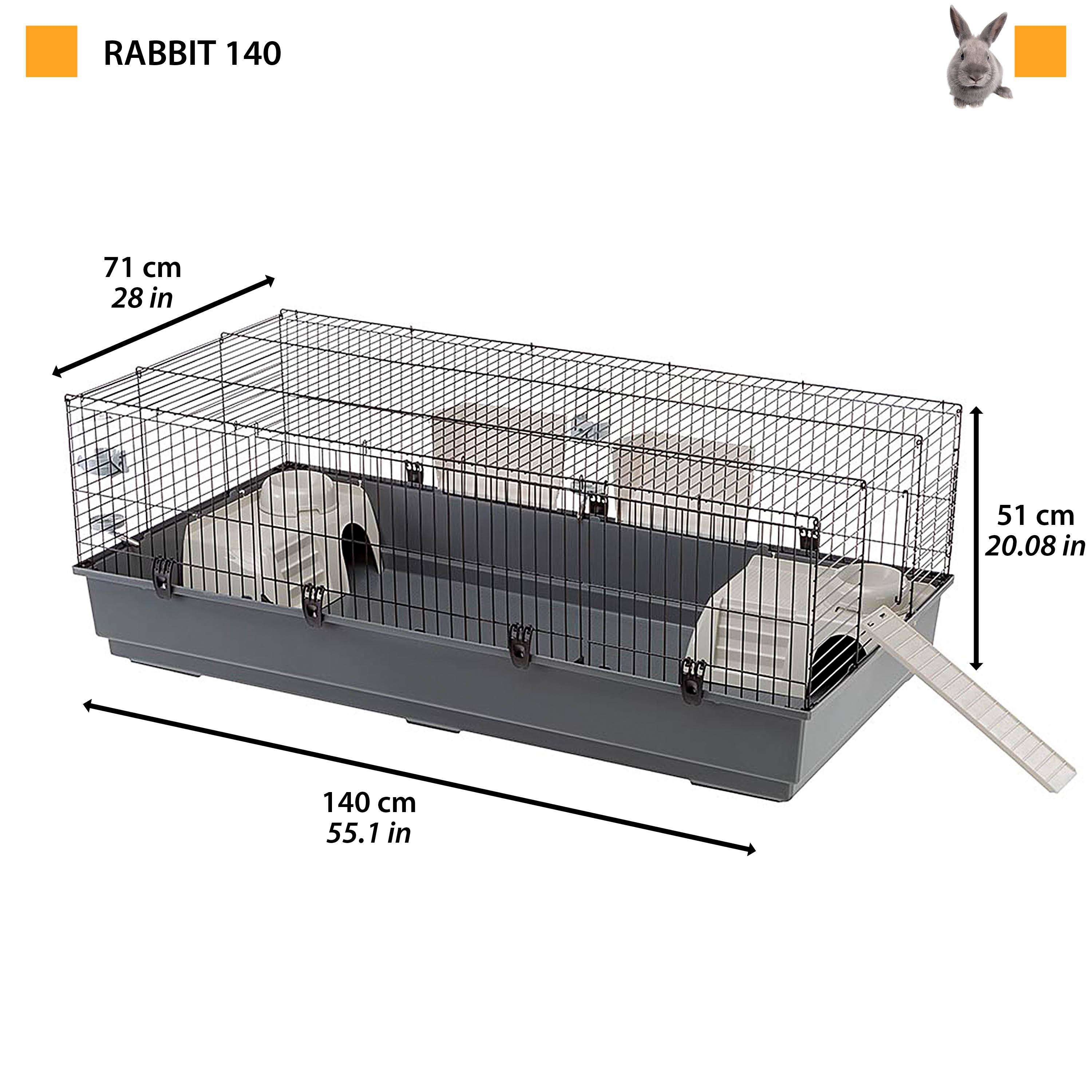 Ferplast - FERPLAST Cage pour Rongeurs RABBIT 140 pour Lapins, Cochons d'Inde, Cochons d'Inde, en Métal, Accessoires inclus : Mangeoires, Abreuvoirs, Abreuvoirs, - Image 2