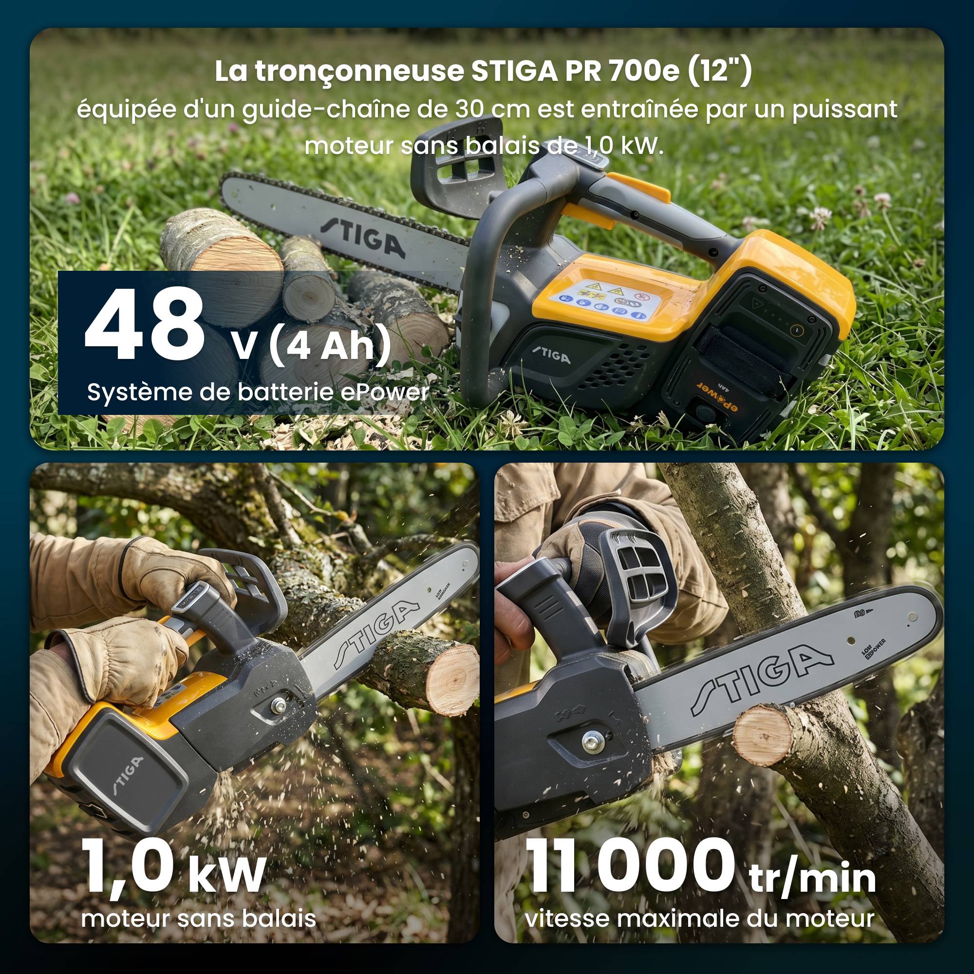 Stiga - Tronçonneuse PR700e sans fil, lame 30 cm, batterie 48V (4Ah) non incluse - STIGA - Image 2