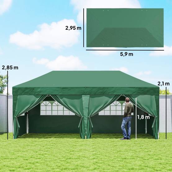 Tente de réception pliante polyester acier jardin événement pop-up 6x3m vert foncé - ComfortXL Outdoor Living - Image 3
