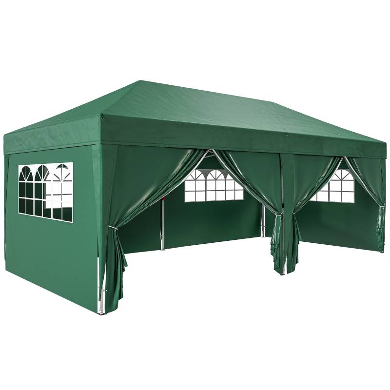 Tente de réception pliante polyester acier jardin événement pop-up 6x3m vert foncé - ComfortXL Outdoor Living - Image 2