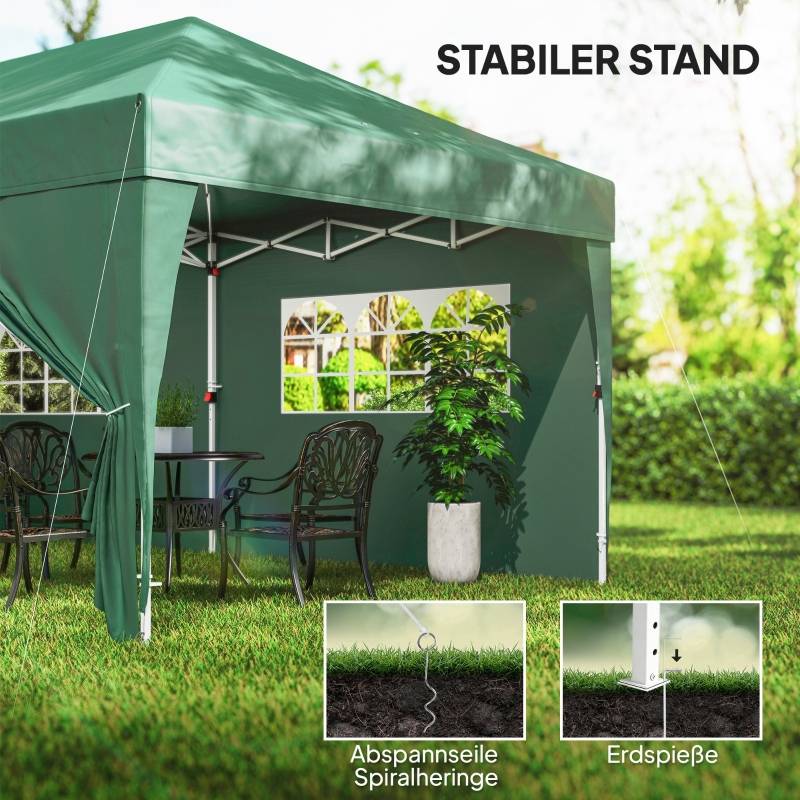 Tente de réception pliante polyester acier jardin événement pop-up 6x3m vert foncé - ComfortXL Outdoor Living - Image 6