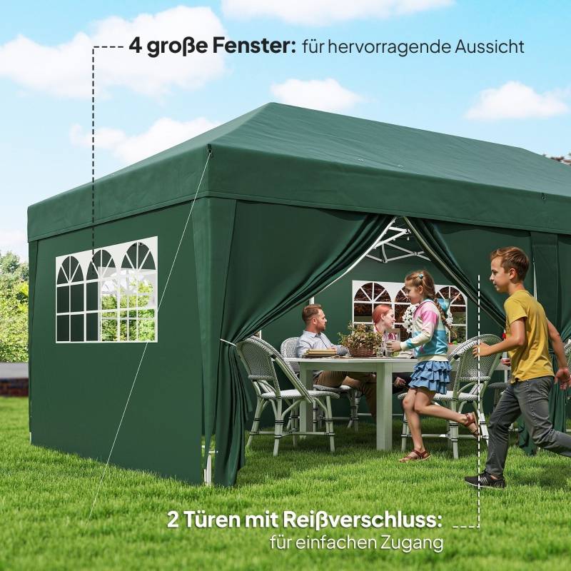 Tente de réception pliante polyester acier jardin événement pop-up 6x3m vert foncé - ComfortXL Outdoor Living - Image 7