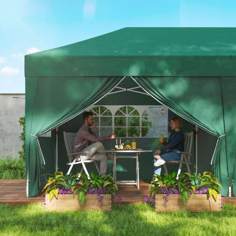 Tente de réception pliante polyester acier jardin événement pop-up 6x3m vert foncé - ComfortXL Outdoor Living - Image 8