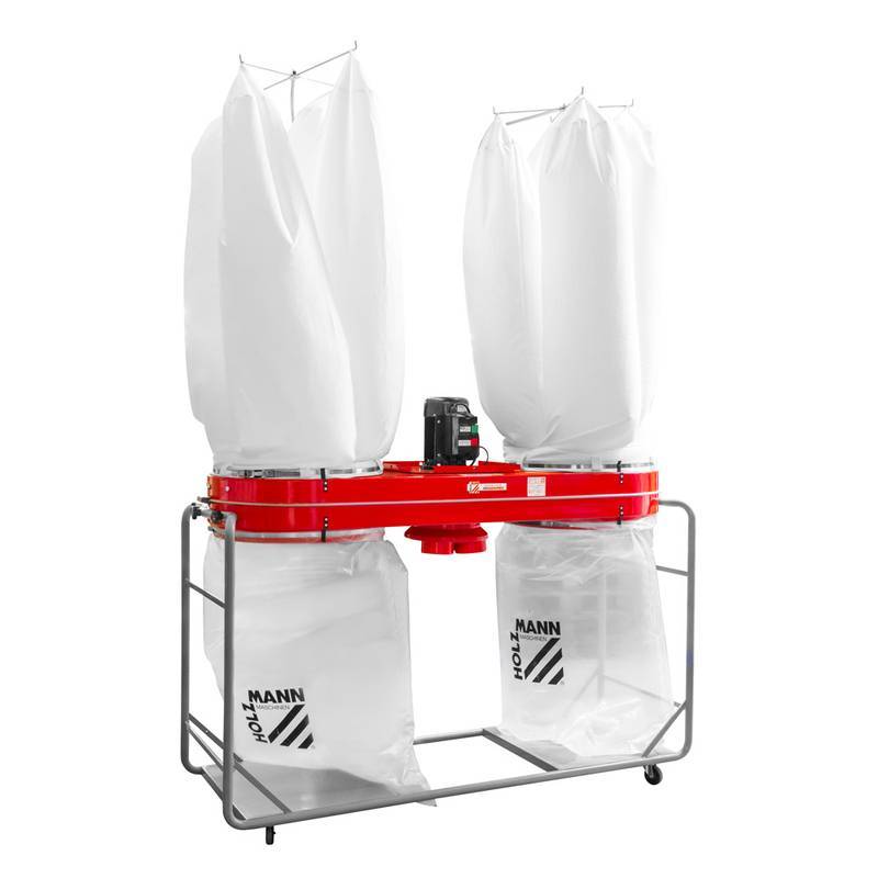 Aspirateur à copeaux de bois 2 sacs - Débit d'air 8 000 m3/h - 4500W - 400V - triphasé Holzmann - Image 1