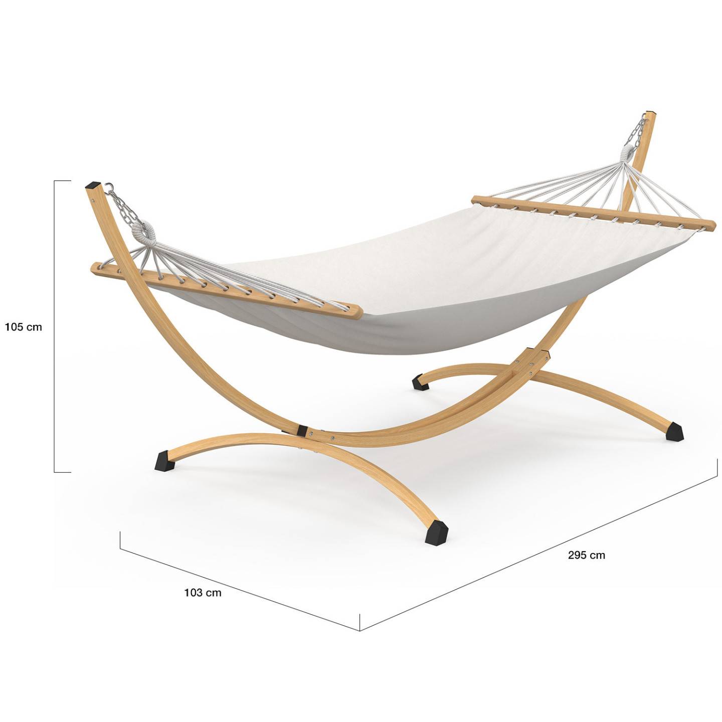 IDMARKET - Hamac XL avec support métal effet bois et toile écrue - Image 4