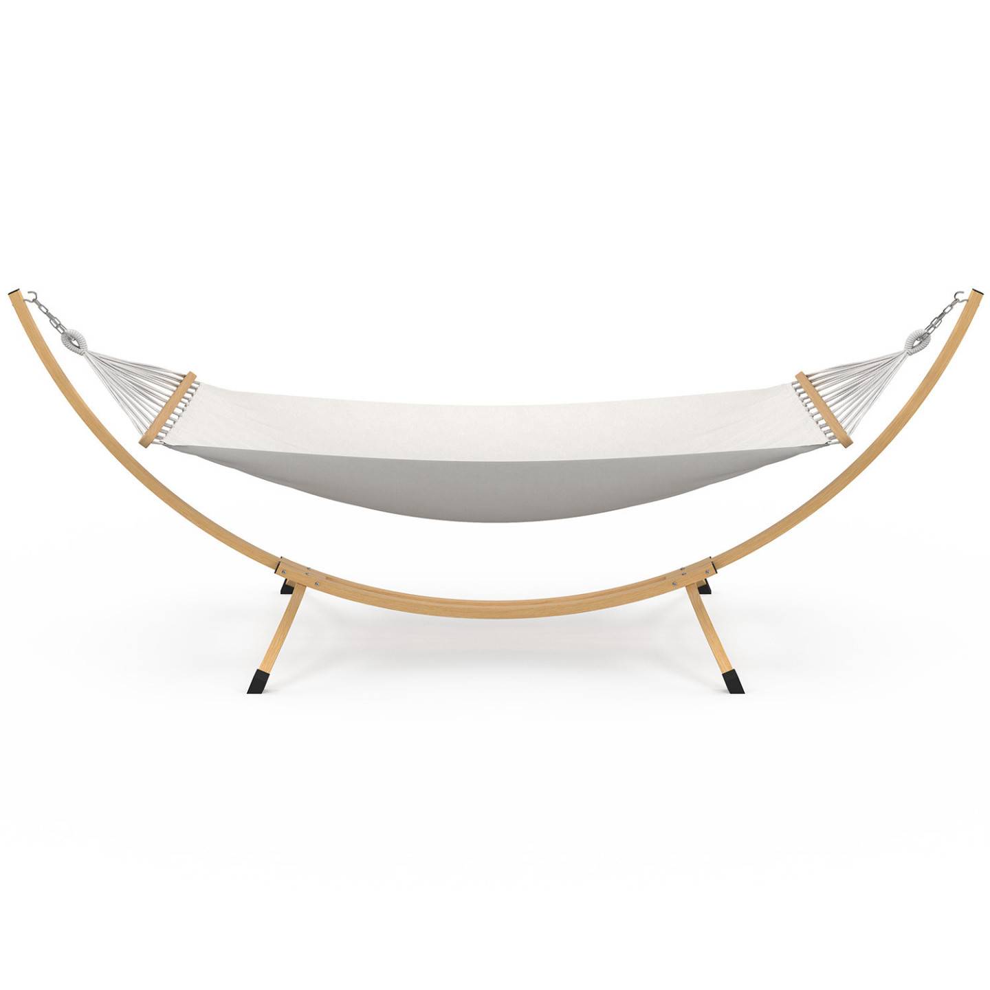 IDMARKET - Hamac XL avec support métal effet bois et toile écrue - Image 3
