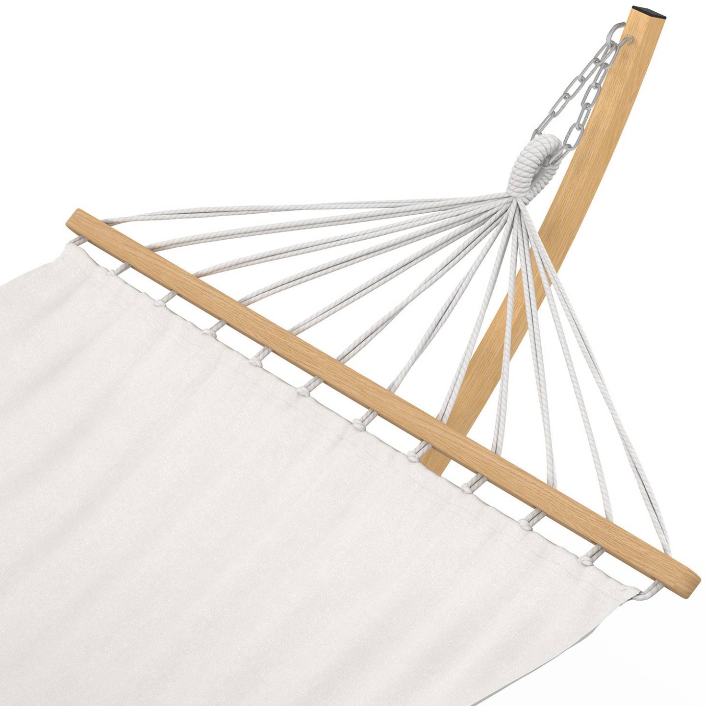 IDMARKET - Hamac XL avec support métal effet bois et toile écrue - Image 5