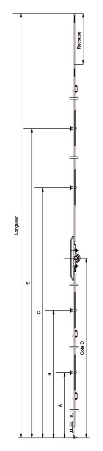 Crémone d'oscillo-battant F7,5 sans rampe L 1690mm côte D 700mm - FERCO - G-22149-00-0-1 - Image 2