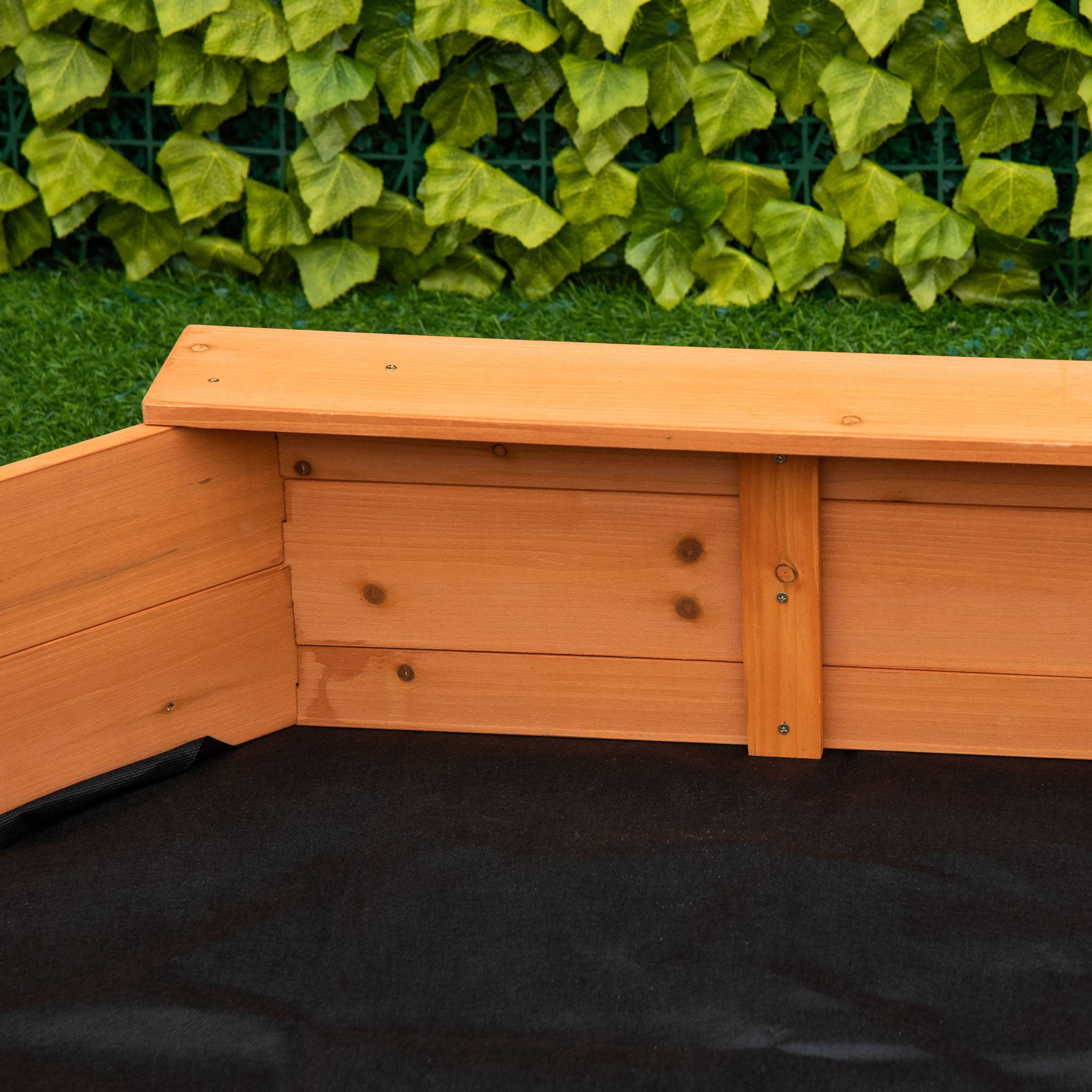 Bac à Sable Octogonal en Bois Massif 140 x 140 cm avec 4 Bancs, Bâche et Protection UV, Orange - Image 10